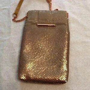 MIMCO gold tone mesh small crossbody bag.